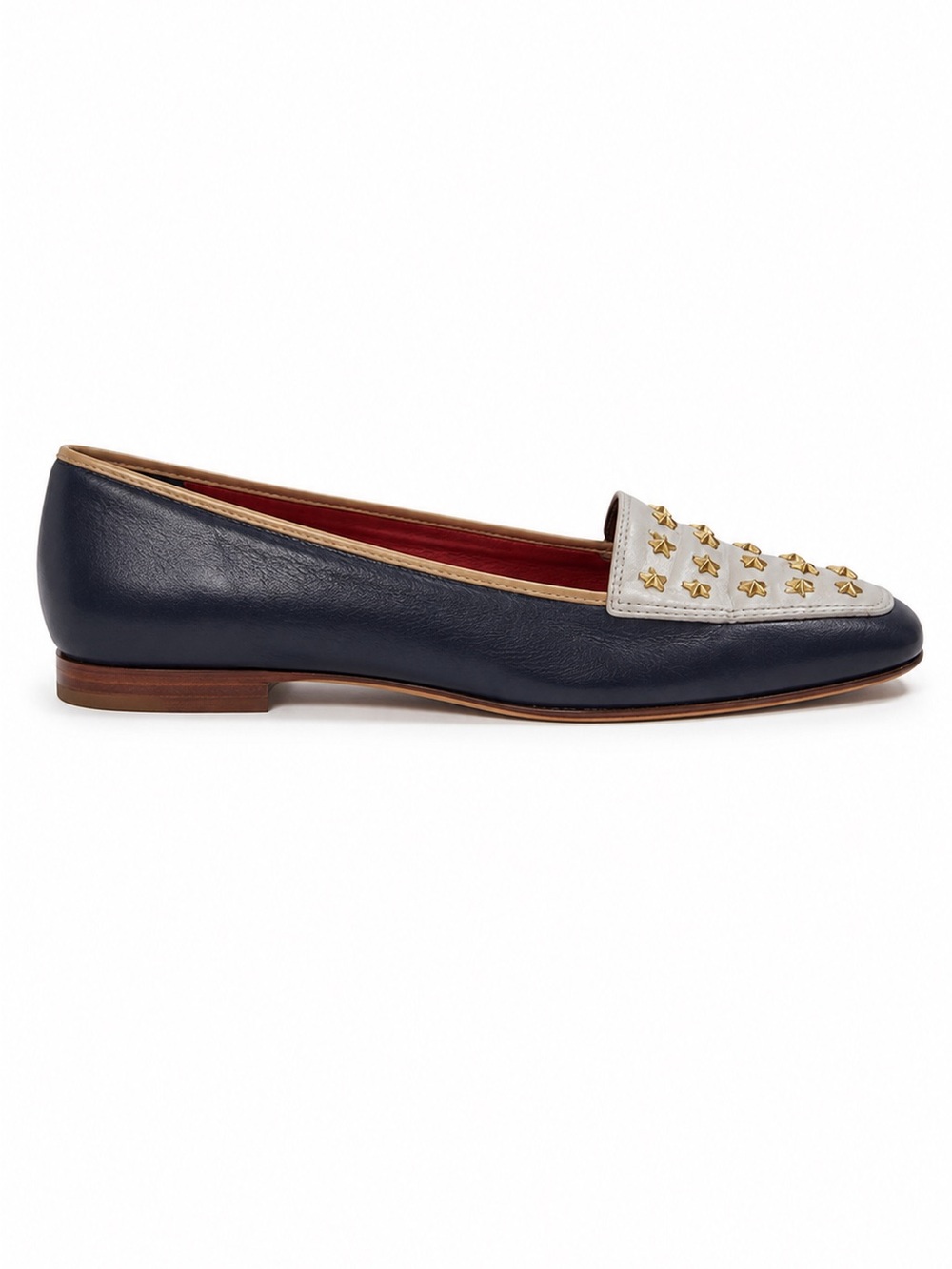 Enzo Angiolini 4th of July patriot Loafers Red White Blue Star Stud Leather 8.5N
